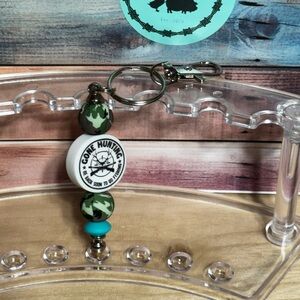 Camo Keychain with Teal Accent